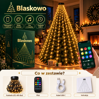 Kaskada Blasku – lampki na choinkę LED z aplikacją i pilotem